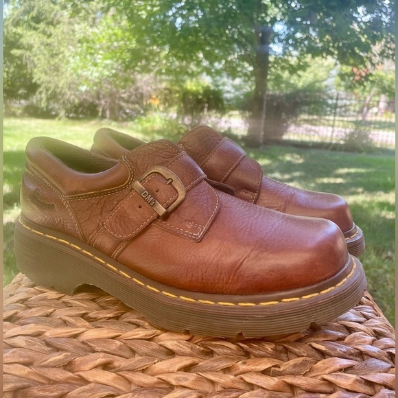 Dr. Martens 3A78 Brown Grizzly Leather Monk Strap Y2K Chunky Y2K Platform Oxford - Picture 10 of 10